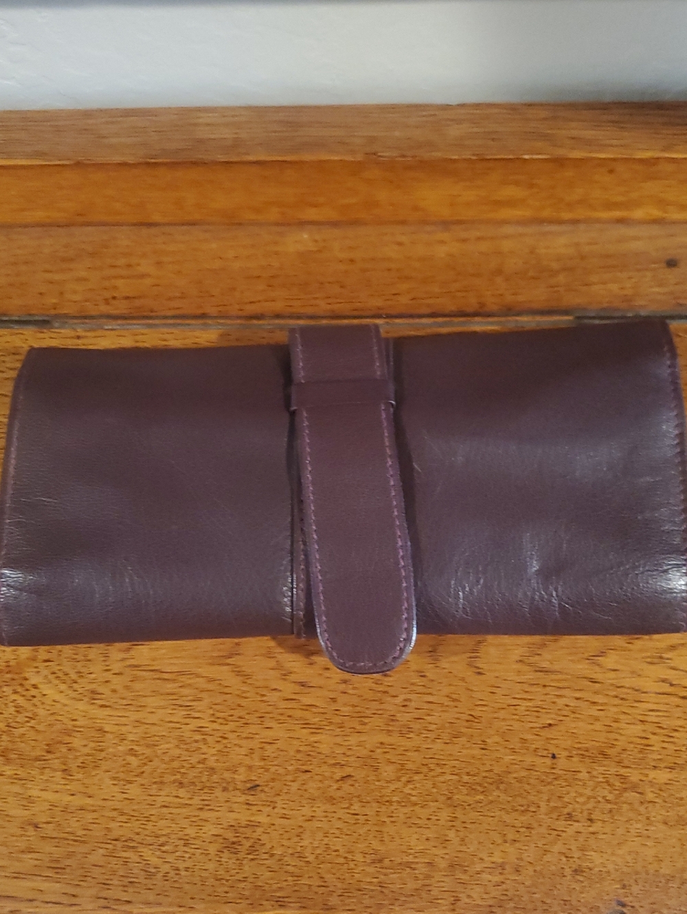 Dark Brown Leather Jewelry Travel Case